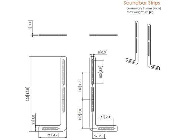 Vogel's SOUND 1250 - Monteringskomponent (2 soundbar-fester) - for lydsystem - svart - bak flatpanel