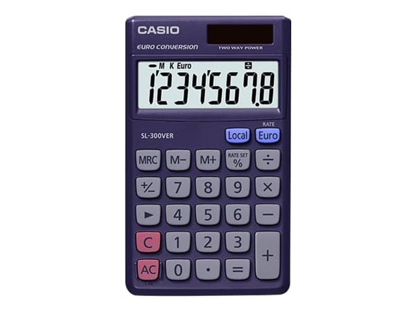 Casio SL-300VERA, Tasku, Näyttölaskin, 8 lukua, Akku/Aurinko, Violetti