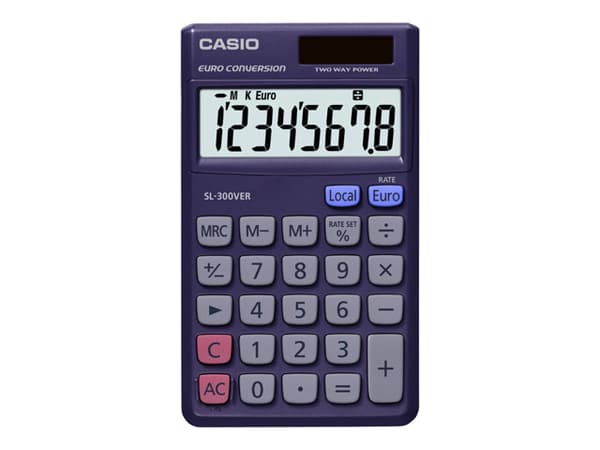 Casio SL-300VERA, Tasku, Näyttölaskin, 8 lukua, Akku/Aurinko, Violetti Violetti