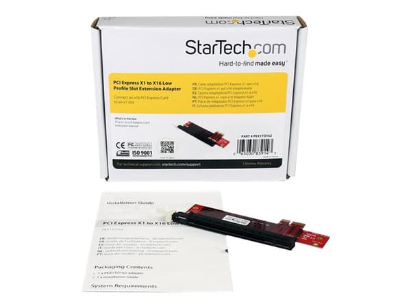 StarTech.com PCI Express X1 to X16 Low Profile Slot Extension Adapter - PCIe x1 to x16 Adapter (PEX1TO162) - PCIe x1 til PCIe x16 sporadapter - for P Rød