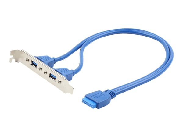 Cablexpert - USB-panel - 20-stifts USB 3.0 överdel (hona) till USB typ A (hona) - 45 cm Blå