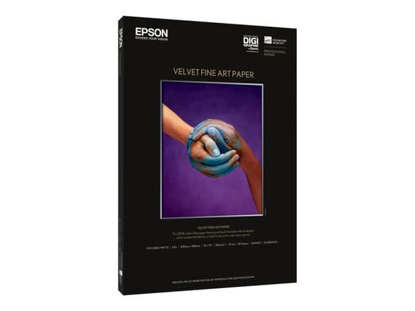 Epson Velvet Fine Art Paper, DIN A2, 260 g/m², 25 arkkia, 42 cm, Matta, 480 µm, 260 g/m²