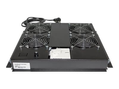 Intellinet 4 tuulettimen tuuletusyksikkö 19" telineille, kattoasennus, termostaatilla, musta - Teline tuulettimelle - 4 tuuletinta, termostaatti - AC