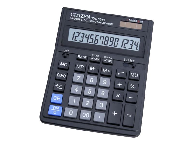 Citizen SDC-554S - Skrivbordskalkylator - 14 siffror - solcellspanel, batteri - svart