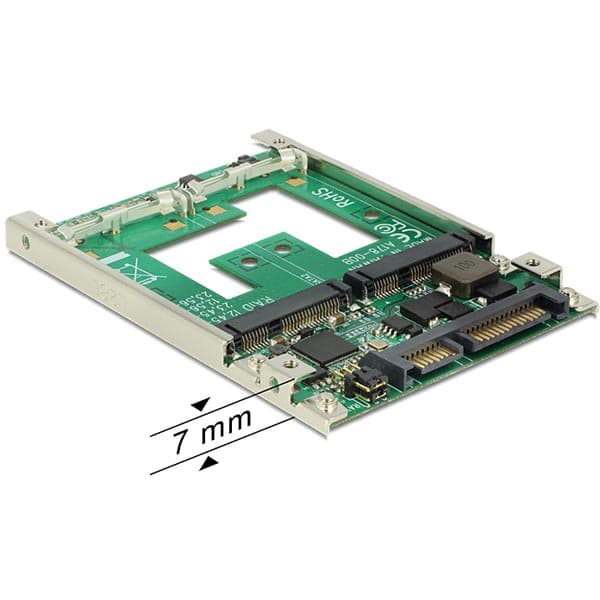 Delock Converter 2.5" SATA 22 pin > mSATA with RAID - Diskkontroller - 2 Kanal - SATA 6Gb/s - RAID RAID 0, 1, JBOD - SATA 6Gb/s