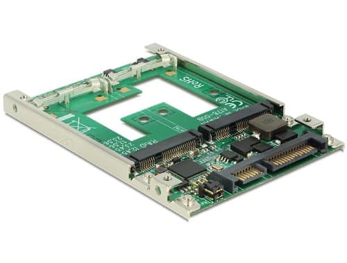 Delock Converter 2.5" SATA 22 pin > mSATA with RAID - Diskkontroller - 2 Kanal - SATA 6Gb/s - RAID RAID 0, 1, JBOD - SATA 6Gb/s