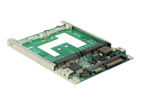 Delock Converter 2.5" SATA 22 pin > mSATA with RAID - Diskkontroller - 2 Kanal - SATA 6Gb/s - RAID RAID 0, 1, JBOD - SATA 6Gb/s