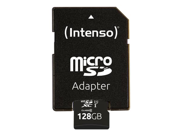 Intenso - Flashminnekort (microSDXC til SD-adapter inkludert) - 128 GB - UHS-I / Class10 - microSDXC UHS-I