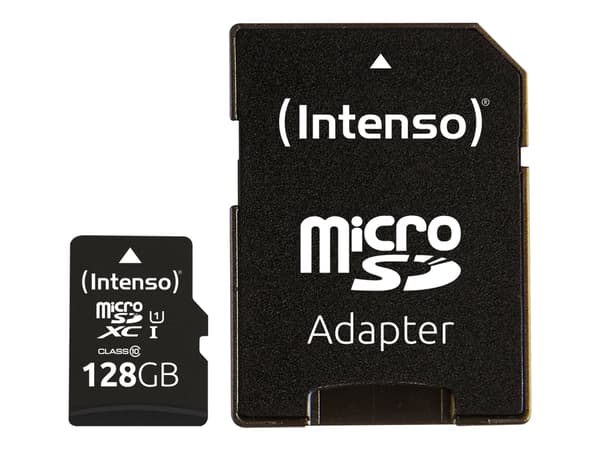 Intenso - Flashminnekort (microSDXC til SD-adapter inkludert) - 128 GB - UHS-I / Class10 - microSDXC UHS-I