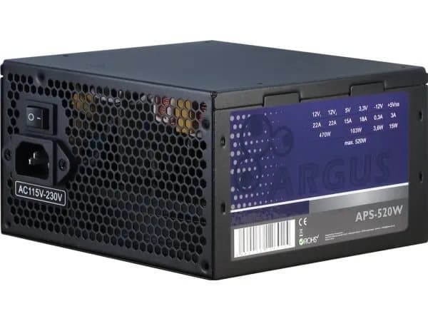 Argus APS-520W - Strømforsyning (intern) - ATX12V 2.31 - AC 115/230 V - 520 watt - aktiv PFC