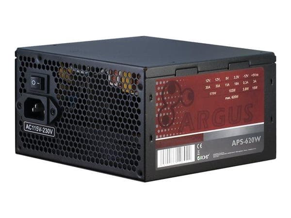 Argus APS-620W - Virtalähde (sisäinen) - ATX12V 2.31 - AC 115/230 V - 620 Watt - aktiivinen PFC musta