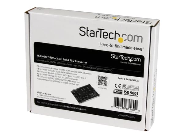 StarTech.com M.2 SATA SSD to 2.5in SATA Adapter - M.2 NGFF to SATA Converter - 7mm - Open-Frame Bracket - M2 Hard Drive Adapter (SAT32M225) - Diskkon