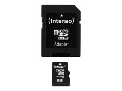 Intenso Class 10 - Flash-minneskort (adapter, microSDHC till SD inkluderad) - 8 GB - Class 10 - microSDHC