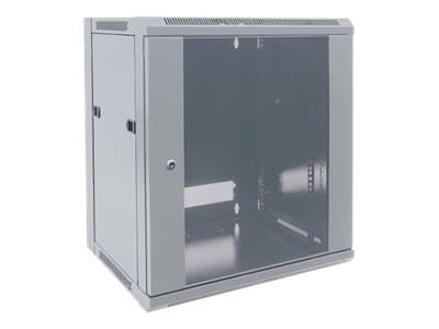 Intellinet Network Cabinet, Wall Mount (Standard), 12U, Usable Depth 410mm/Width 510mm, Grey, Flatpack, Max 60kg, Metal & Glass Door, Back Panel, Rem