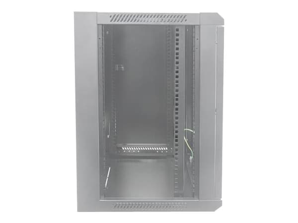 Intellinet Network Cabinet, Wall Mount (Standard), 12U, Usable Depth 410mm/Width 510mm, Grey, Flatpack, Max 60kg, Metal & Glass Door, Back Panel, Rem