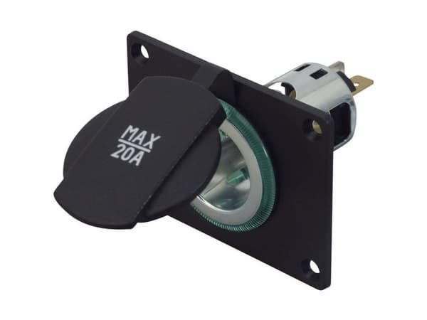 Power socket flush-montering, monteringsplatta ProCar Powersteckdose 12/24 V mit Montageplatte 12 V, 24 V 20 A 6,3 mm fladstik