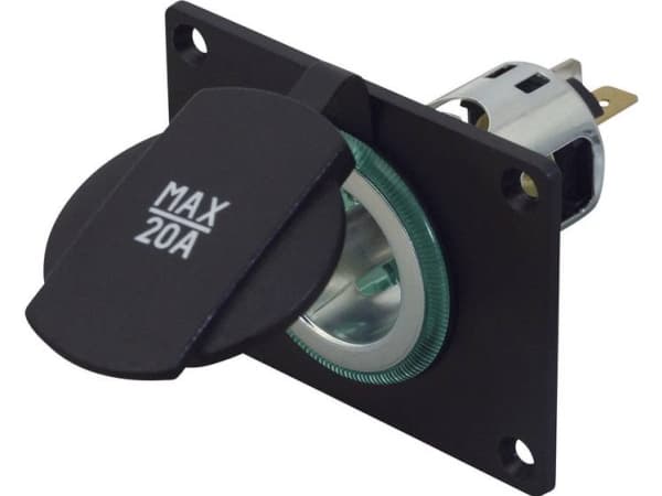 Power socket flush-montering, monteringsplatta ProCar Powersteckdose 12/24 V mit Montageplatte 12 V, 24 V 20 A 6,3 mm fladstik