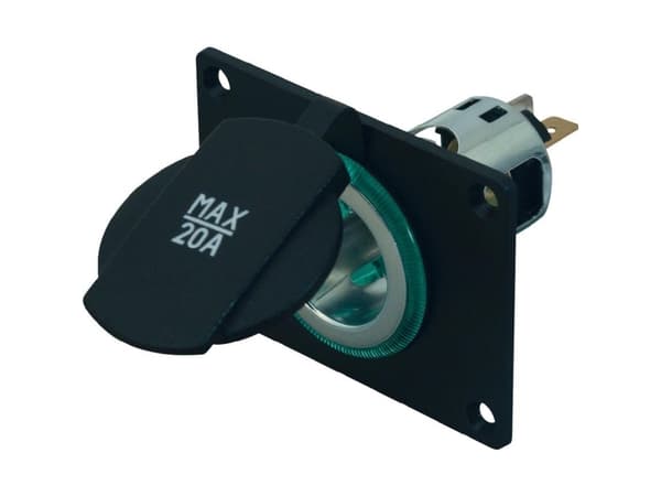 Power socket flush-montering, monteringsplatta ProCar Powersteckdose 12/24 V mit Montageplatte 12 V, 24 V 20 A 6,3 mm fladstik