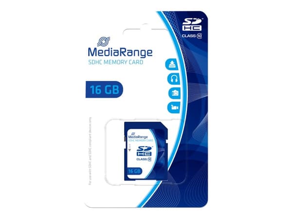 MediaRange - Flashhukommelseskortti - 16 GB - Luokka 10 - SDHC - blå - sininen