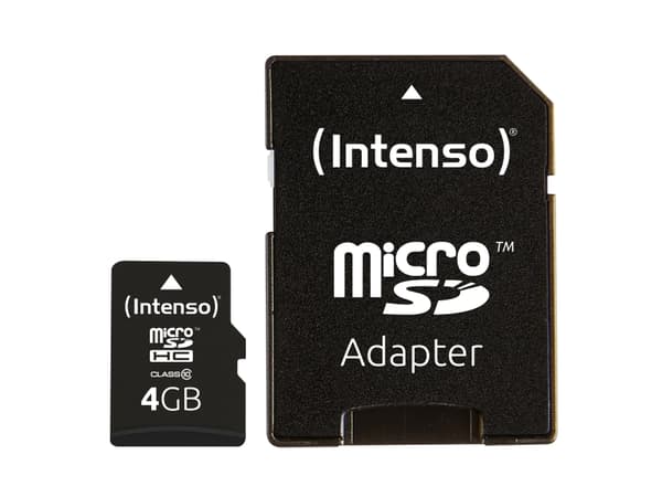 Intenso Class 10 - Flashminnekort (microSDHC til SD-adapter inkludert) - 4 GB - Class 10 - microSDHC