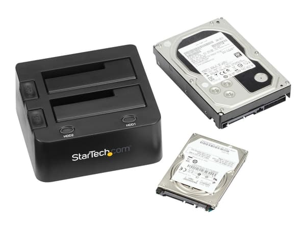 StarTech.com Dual-Bay USB 3.0 til SATA-harddisk-dokkingstasjon, USB-harddiskdokkingstasjon, ekstern 2.53.5 SATA IIIIII, SSDHDD-dokkingstasjon, Hot-Sw