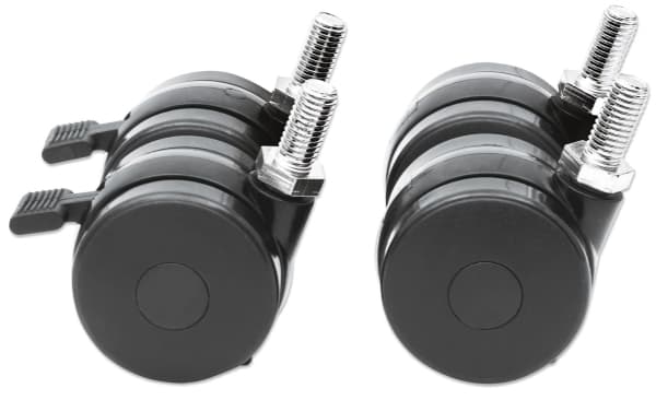 Intellinet Caster Wheel Set for 19" Racks, Set of Four, Two Brakes, Heavy-Duty - Rack-castersett - svart - 19"