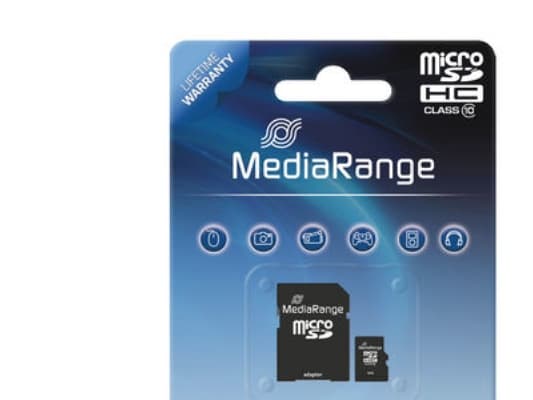 MediaRange - Flashminnekort (microSDHC til SD-adapter inkludert) - 16 GB - Class 10 - microSDHC - svart