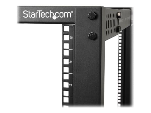 StarTech.com 25U-serverrack med öppen ram - 4 stolpar justerbart djup (59 cm till 104 cm) rack för nätverksutrustning med hjul/nivåfötter/kabelhanter