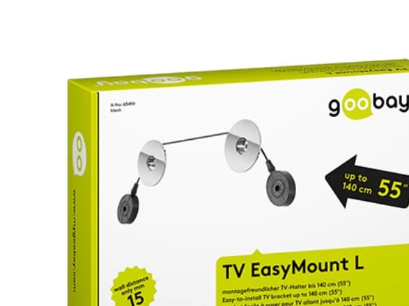Goobay TV EasyMount L, 81,3 cm (32"), 139,7 cm (55"), 50 kg, 400 x 400 mm, 400 x 400 mm, Sort, Sølv