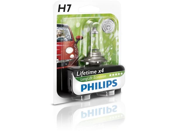 Philips LongLife EcoVision 12972LLECOB1 Längre hållbarhet, 55 W, 12 V, H7, halogen, 3100 K, 1 styck