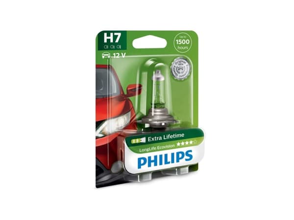 Philips LongLife EcoVision 12972LLECOB1 Längre hållbarhet, 55 W, 12 V, H7, halogen, 3100 K, 1 styck