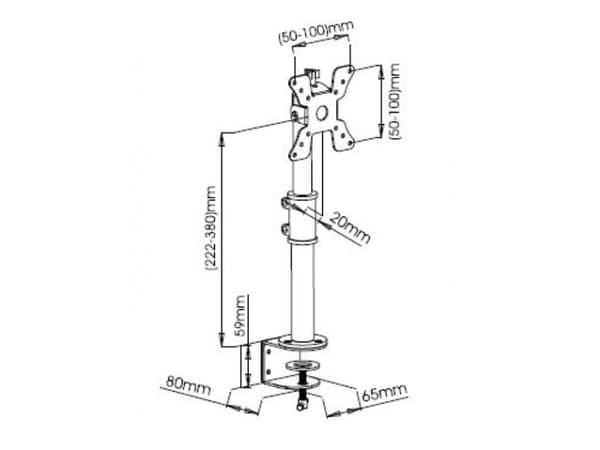 Techly ICA-LCD 500BK, 15 kg, 33 cm (13"), 76,2 cm (30"), 100 x 100 mm, Høydejustering, Sort