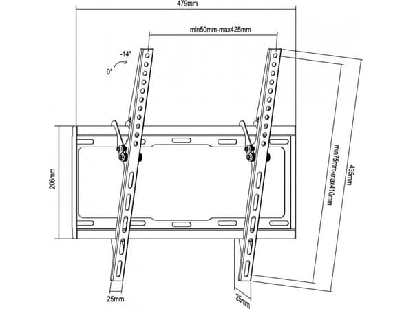 Equip 650311, 81,3 cm (32"), 139,7 cm (55"), 200 x 200 mm, 400 x 400 mm, Stål, Sort
