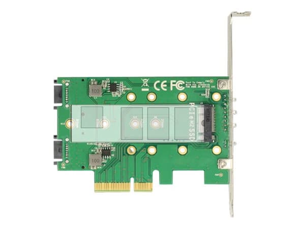 DeLOCK PCI Express-kort > 3 x M.2-spor - Lagringskontroll - M.2 - M.2-kort / SATA 6Gb/s lavprofil - PCIe 3.0 x4
