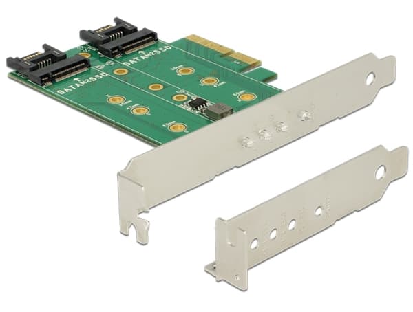 DeLOCK PCI Express-kort > 3 x M.2-spor - Lagringskontroll - M.2 - M.2-kort / SATA 6Gb/s lavprofil - PCIe 3.0 x4