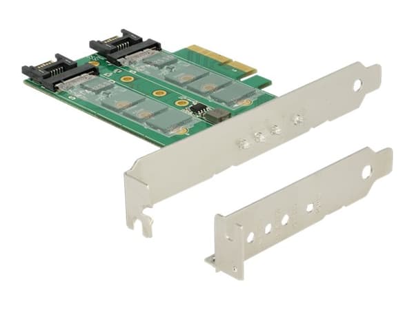 DeLOCK PCI Express-kort > 3 x M.2-spor - Lagringskontroll - M.2 - M.2-kort / SATA 6Gb/s lavprofil - PCIe 3.0 x4
