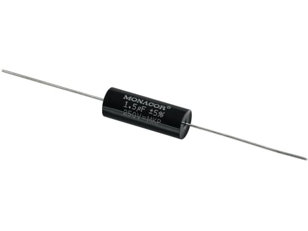 Monacor MKPA-15, Kalvo, Lieriömäinen, Musta, 1500 nF, 250 V, 31 mm