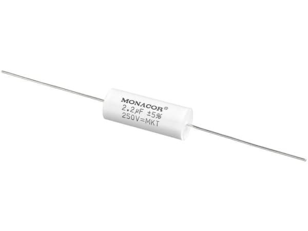 Monacor MKTA-22, Kalvo, Lieriömäinen, Valkoinen, 2200 nF, 250 V, 31 mm