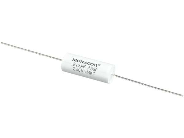 Monacor MKTA-22, Kalvo, Lieriömäinen, Valkoinen, 2200 nF, 250 V, 31 mm