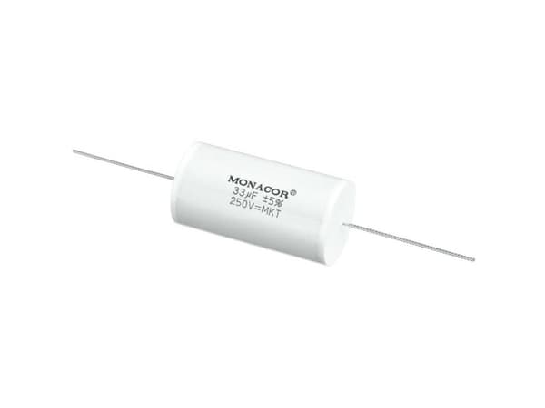Monacor MKTA-330, Film, Sylindriske, Hvit, 33000 nF, 250 V, 56 mm