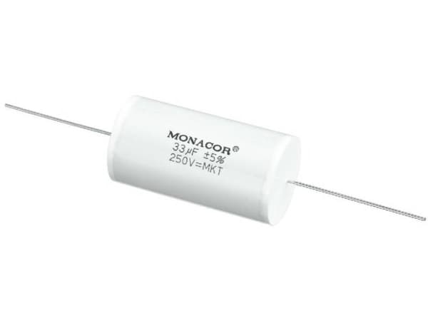 Monacor MKTA-330, Film, Sylindriske, Hvit, 33000 nF, 250 V, 56 mm