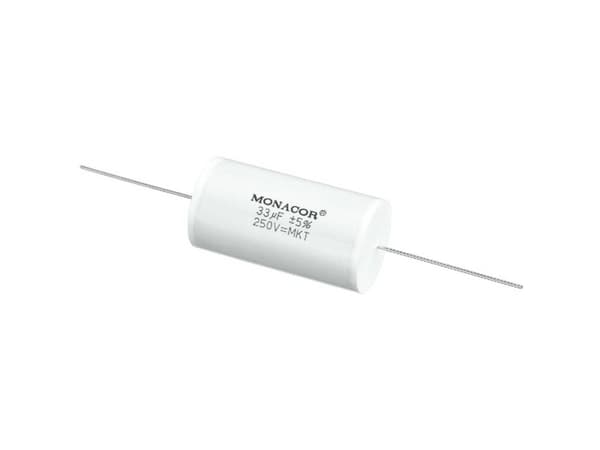 Monacor MKTA-330, Film, Sylindriske, Hvit, 33000 nF, 250 V, 56 mm