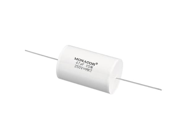 Monacor MKTA-470, Film, Cylindrisk, Vit, 47000 nF, 250 V, 56 mm
