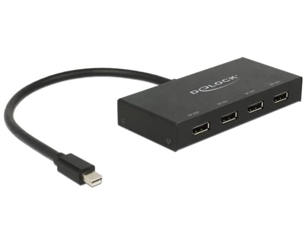 Delock Displayport 1.2 Splitter 1 x mini Displayport in > 4 x Displayport out 4K - Video/lyd-splitter - 4 x DisplayPort - stasjonær
