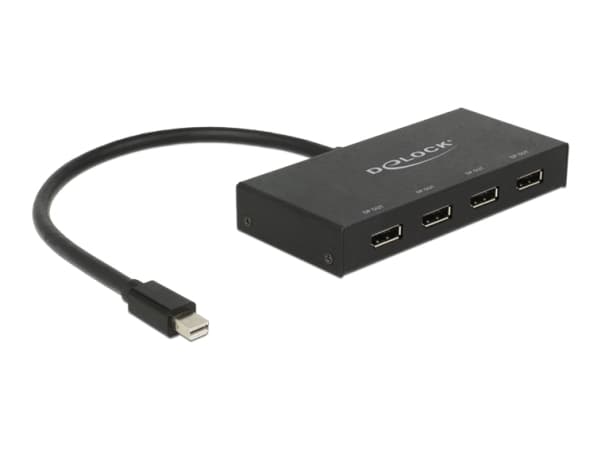 Delock Displayport 1.2 Splitter 1 x mini Displayport in > 4 x Displayport out 4K - Video/lyd-splitter - 4 x DisplayPort - stasjonær