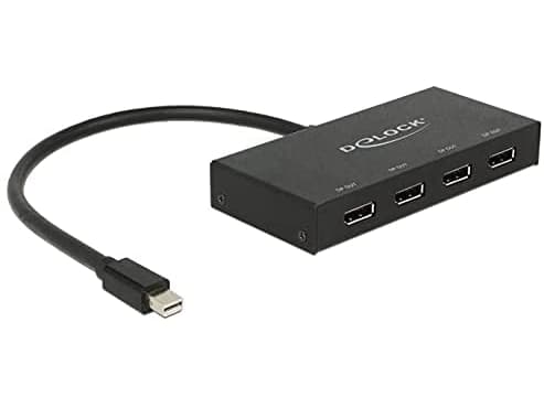 Delock Displayport 1.2 Splitter 1 x mini Displayport in > 4 x Displayport out 4K - Video/lyd-splitter - 4 x DisplayPort - stasjonær