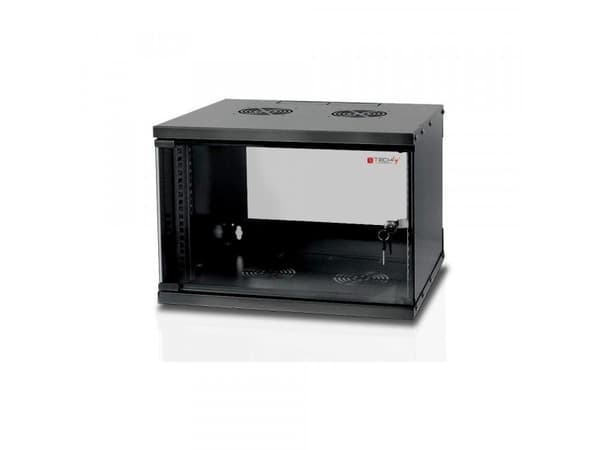 Techly I-CASE EL-1006B45, Väggmonterad rack, 6U, 50 kg, Knapplås, 14,2 kg, Svart