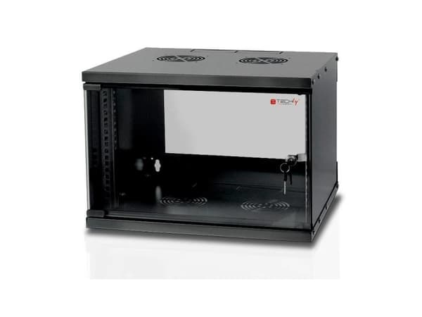 Techly I-CASE EL-1006B45, Väggmonterad rack, 6U, 50 kg, Knapplås, 14,2 kg, Svart