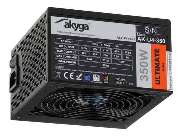 Akyga AK-U4-350, 350 W, 230 V, 50 Hz, 5 A, Aktiivinen, 85 W musta