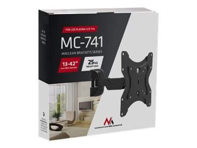 Maclean MC-741 - Brakett - for flatpanel - metall - svart - skjermstørrelse: 13"-42" - veggmonterbar